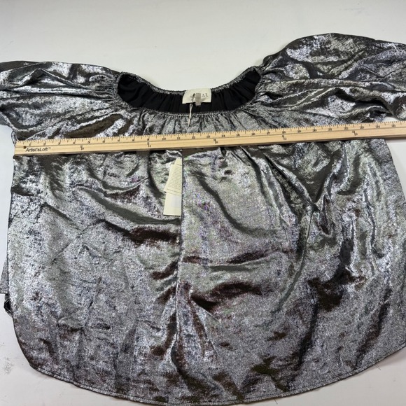 THE GREAT.‎ Silver Metallic Palmette Top Blouse Size Small (The Great Size 1) - Picture 8 of 12